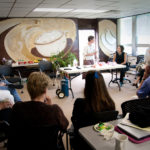 Elisa and Martha giving a cervical cancer screening demo