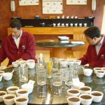 Juan Antonio and Eduardo cupping Guatemalan coffee.